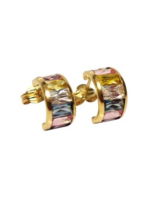 Bespoke Yellow Gold Pastel Gemstone Earrings