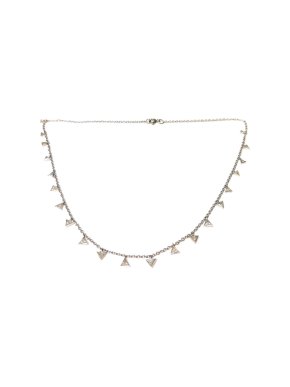 Bespoke trillion cut diamond fringe necklace in 18ct white gold.