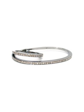 Fiya Bijoux Rhodium Plated Diamond Floating Knuckle Ring