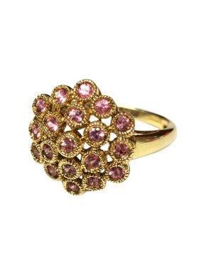 Bespoke Yellow Gold Bubble Ring with Pink Sapphires