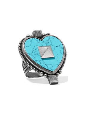 Valentino Burnished Silver-tone Enamel Heart Ring