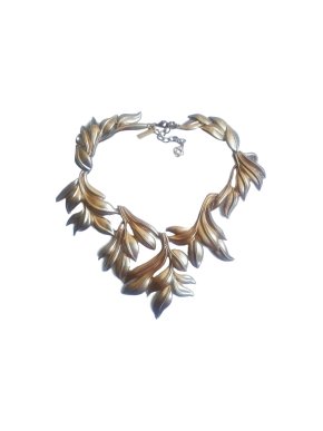 Oscar De La Renta Gold Plated Runway Leaf Necklace