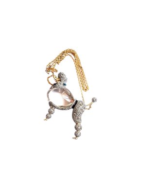 Alexis Bittar Lucite & Crystal Poodle Pendant Necklace