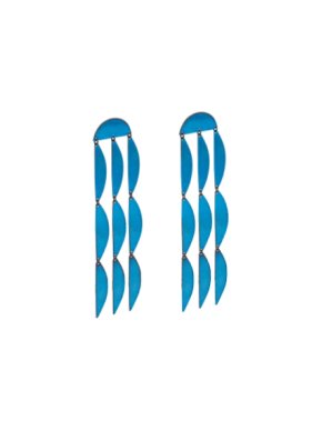 Annie Costello Brown Rain Oxidized Earrings in Blue