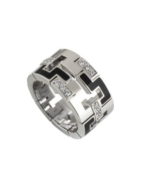 Cartier Enamel & Diamond Ring in White Gold