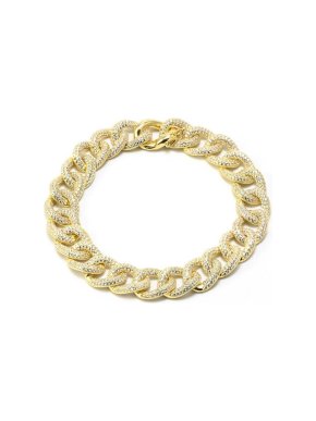 Idandi Micro Pave Crystal Gold Plated Chain Bracelet