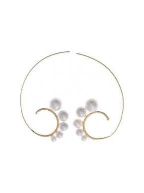 Salvatore Plata Sculptural Gold Plated Pearl Earrings