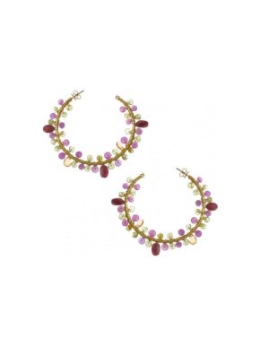 Salvatore Plata Handmade Beaded Hoop Earrings
