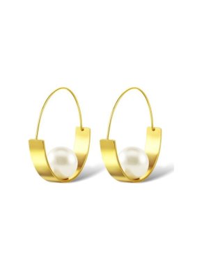 Salvatore Plata Gold Plated Pearl Sculptured Earrings