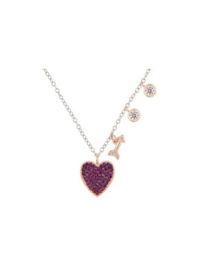Chiaruzzi Argento Crystal Heart Charm Necklace