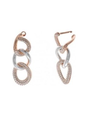 Salvatore Plata Rose & Rhodium Plated Crystal Link Drop Earrings