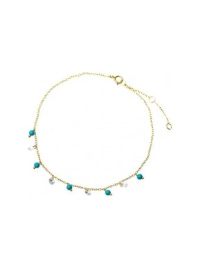 Salvatore Plata Turquoise Beaded Gold Plated Crystal Anklet