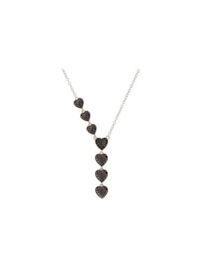 Chiaruzzi Argento Black Crystal Heart Charm Necklace
