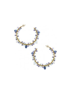 Salvatore Plata Tourmaline Gold Plated Hoop Earrings