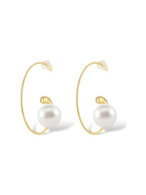 Salvatore Plata Open Swirl Hoop Peal Earrings