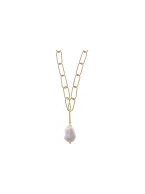 Salvatore Plata Gold Plated Fresh Water Pearl Drop Chain Necklace