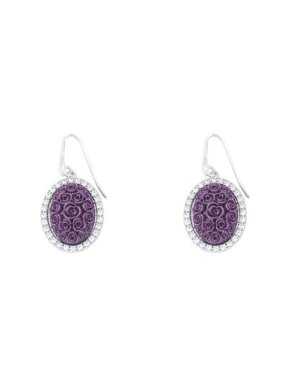 Chiaruzzi Argento Crystal Rose Style Oval Earrings