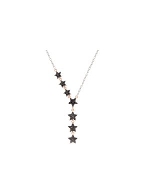 Chiaruzzi Argento Silver Black Crystal Star Necklace