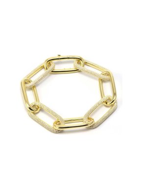 Idandi Gold Plated White Crystal Embellished Chain Link Bracelet