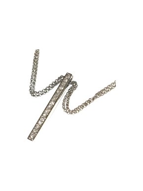 Bespoke Diamond Bar Pendant Necklace in White Gold