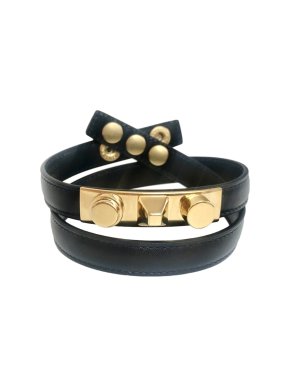 Saint Laurent double wrap calfskin black bracelet