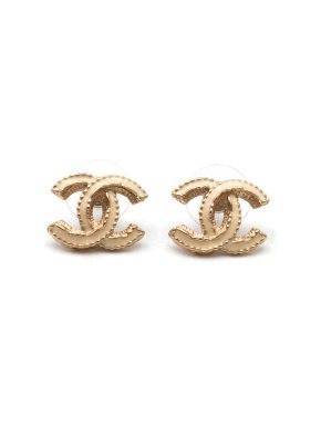 Chanel Cream Enamel CC Stud Earrings