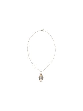 Pamela Love Silver Geometric Necklace with Faux Pearl