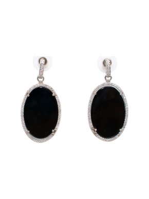 Bespoke Black Resin Crystal Drop Earrings