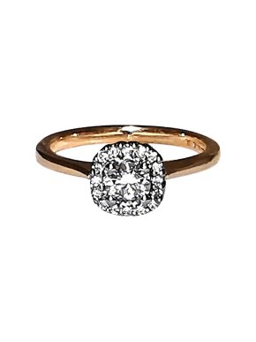Cred diamond and rose gold halo ring