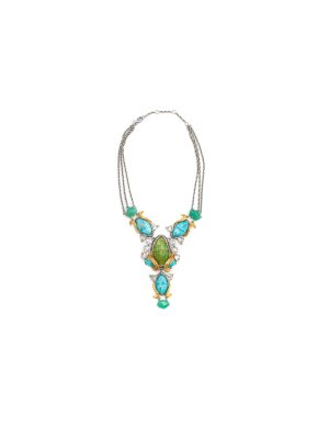 Alexis Bittar Green and Blue Abstract Stone Necklace
