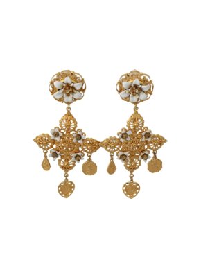 Dolce & Gabbana White Gold Tone Chandelier Earrings