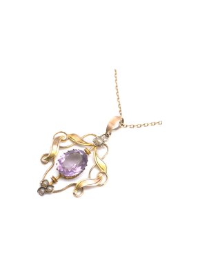 Bespoke Antique Amethyst & Pearl Necklace Necklace