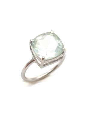 Bespoke White Gold Green Amethyst Ring