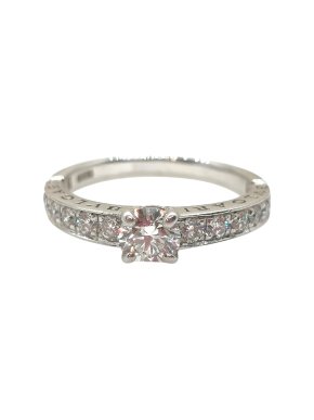 Bvlgari Diamond Set Solitaire Platinum Ring