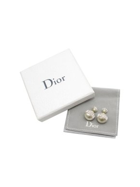Dior Faux Pearl Baguette Crystal Earrings