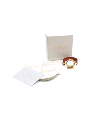 Chloe Marin Sepia Red Leather Gold Brass Bracelet