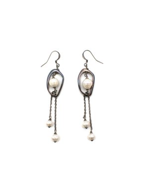 Lanvin Metallic Faux Pearl Drop Earrings