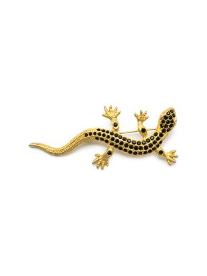 Bespoke Gold Tone Crystal Lizard Brooch
