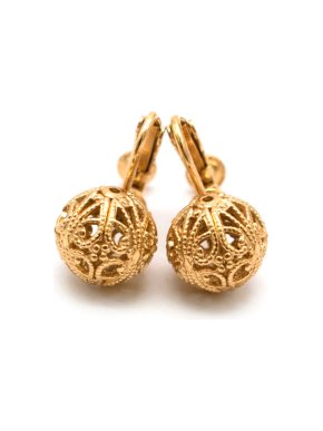 Bespoke Gold Tone Filligree Clip On Earrings