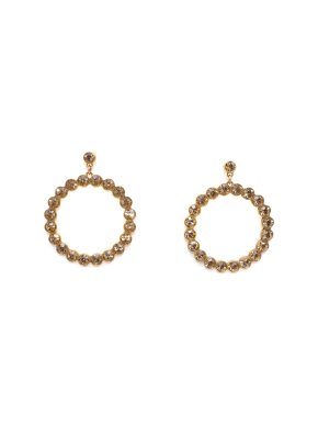 Bespoke Gold Circular Crystal Embellished Earrings