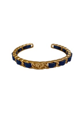Chanel Blue Calfskin CC Open Chain Bracelet