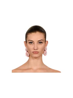 Oscar De La Renta Pink Crystal Embellished Resin Earrings