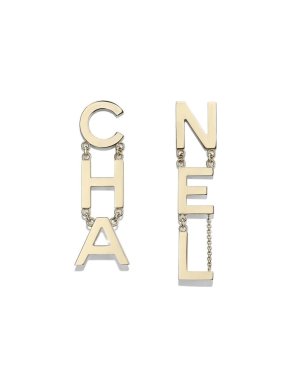 Chanel Gold Tone Logo Drop RUNWAY Earrings
