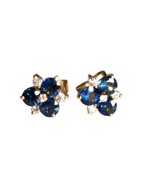 Bespoke Yellow Gold Sapphire & Diamond Cluster Earrings
