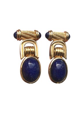 Christian Dior Gold & Lapis Vintage Couture Earrings
