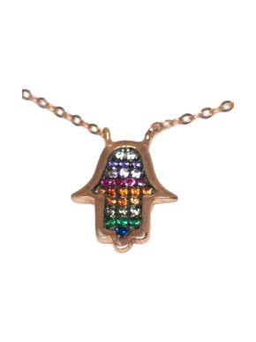 Sydney Evan Hamsa Rainbow Hand Pendant