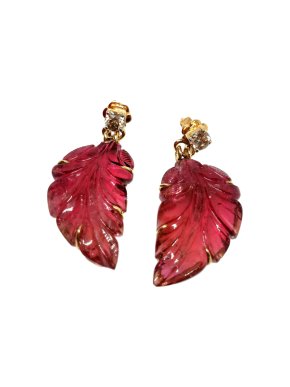 Bespoke 18ct Yellow Gold Champagne Diamond Tourmaline Earrings