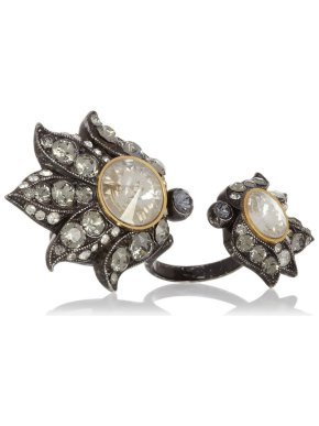 Lanvin pewter two finger Blanche ring