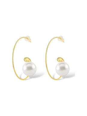 Salvatore Plata Open Swirl Hoop Peal Earrings