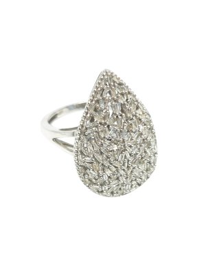 Bespoke Silver Diamond Pear Shaped Cluster Ring